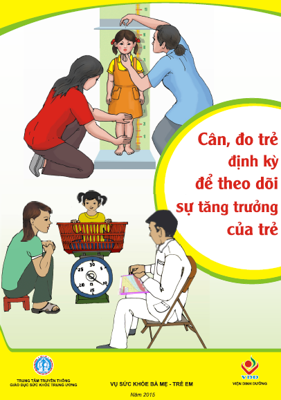 Áp phích Cân, đo trẻ định kỳ để theo dõi sự tăng trưởng của trẻ