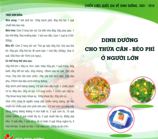 Nutrition Leaflet for Overweight-Obesity in Adults