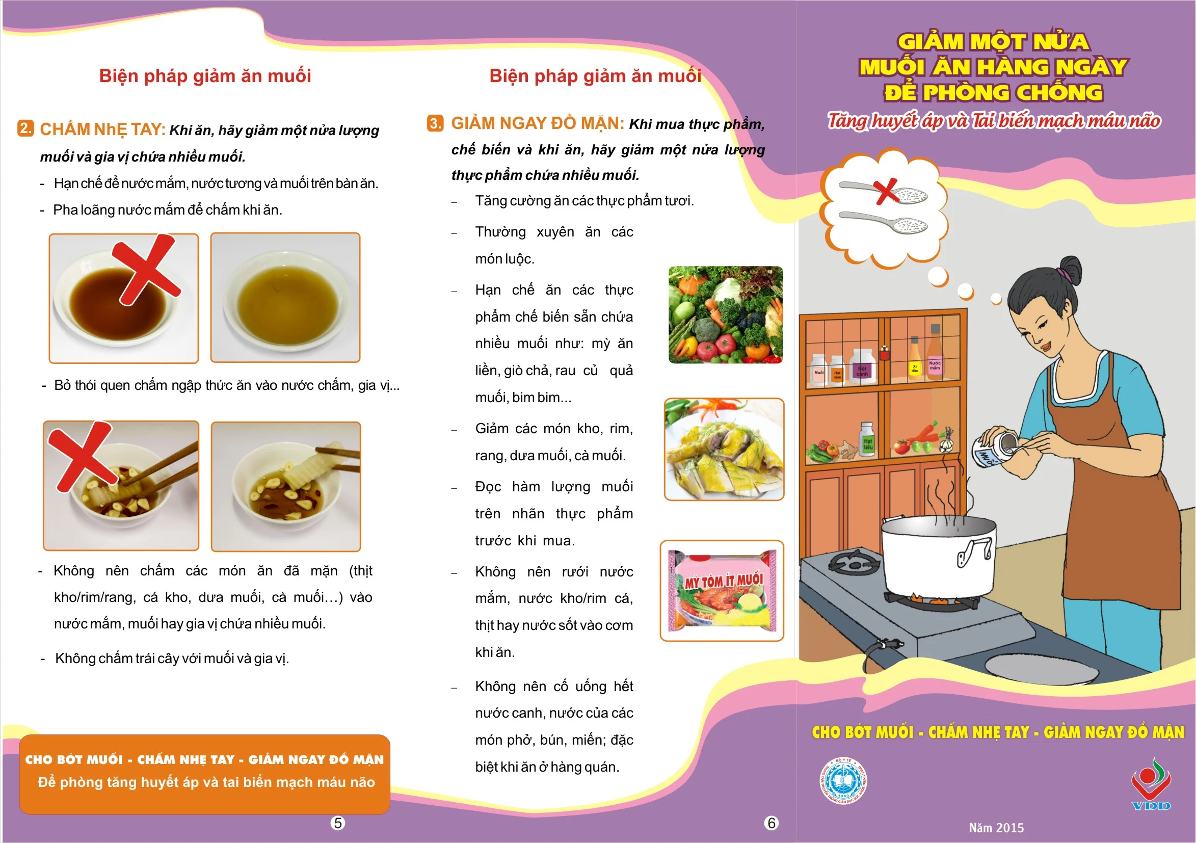 Tờ rơi Giảm một nửa muối ăn hàng ngày để phòng chống Tăng huyết áp và Tai biến mạc máu não