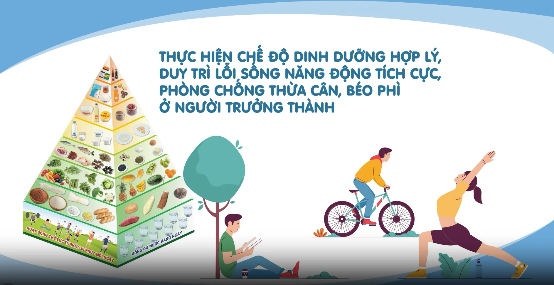 Thực hiện chế độ dinh dưỡng hợp lý, duy trì lối sống năng động tích cực, phòng chống thừa cân, béo phì ở người trưởng thành