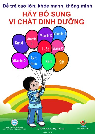 Áp phích Để con khỏe mạnh, thông minh hãy bổ sung vi chất dinh dưỡng